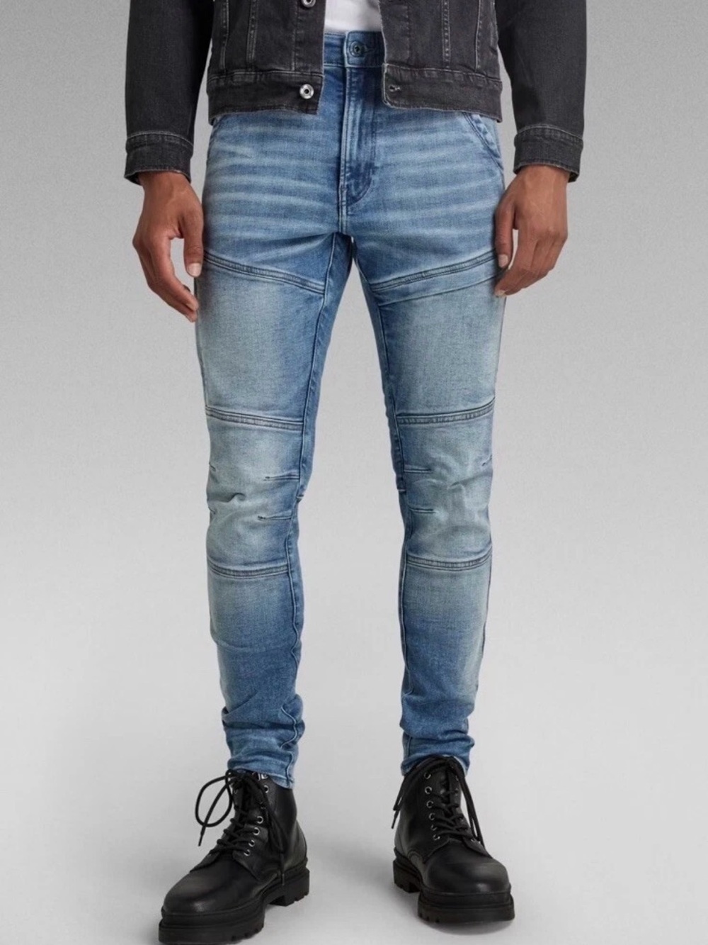 🛹🔥 G-Star Raw Rackam 3D Skinny Jeans Blue Size 30x34 EUC Moto Biker